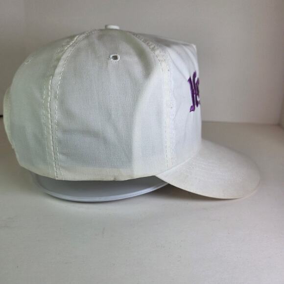Vintage 90s Hoosier Racing Tire Snapback Hat White Purple Logo USA Made - Picture 4 of 10